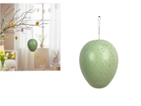 Dekoracja zawieszka wielkanocna, plastikowa JAJKO GIGA 20 cm zielone nakrapiane