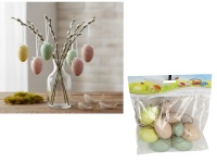 Dekoracja zawieszka wielkanocna JAJKO 4-6 cm pastelowe NAKRAPIANE kpl. 12 szt