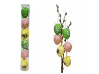 Dekoracja zawieszka wielkanocna JAJKO 6 cm w tuboe pastelowe KURCZACZKI, ZAJĄCZKI kpl. 6 szt