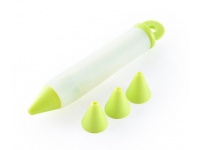 Dekorator do ciasta, pisak + 4 końcówki plastik-slilikon ZIELONY 14,5 cm