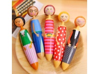 Długopis drewniany, gruby 13 cm LALKA - MIX - 1 szt