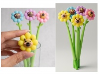 Długopis silikonowy KWIATEK KAPIBARA żelowy z czarnym wkładem 0.5mm 21,5 cm MIX KOLOR