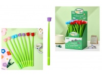 Długopis silikonowy RÓŻA żelowy z czarnym wkładem 0.5mm 22 cm MIX KOLOR