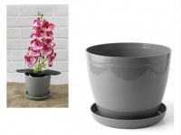 Doniczka Classic z podstawką nr 4 SZARA z paskiem - 1 szt