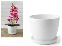 Doniczka Classic z podstawką nr 4 BIAŁA z paskiem - 1 szt