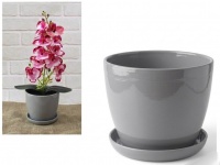 Doniczka Classic z podstawką nr 3 SZARA - 1 szt