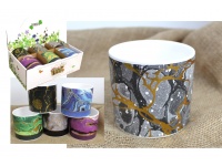 Doniczka, osłonka ceramiczna SZLACZKI mazane ze złotym 10x9,5 cm MIX