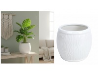 Doniczka, osłonka ceramiczna wzór ala beczka 11x10 cm BIAŁA POŁYSK