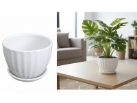 Doniczka, osłonka ceramiczna z podstawkiem 8,5x7 cm BIAŁA