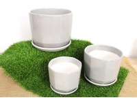 Doniczki, osłonki ceramiczne  z podstawkiem kpl 3 szt SZARE