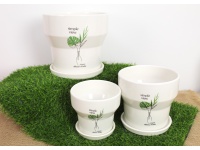 Doniczki, osłonki ceramiczne z podstawkiem SIMPLE kpl 3 szt BIAŁE