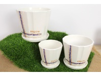 Doniczki, osłonki ceramiczne z podstawkiem ASPIRE kpl 3 szt BIAŁE