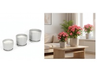 Doniczki, osłonki ceramiczne  z podstawkiem kpl 3 szt SZARE