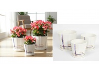 Doniczki, osłonki ceramiczne z podstawkiem ASPIRE kpl 3 szt BIAŁE