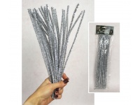 Druciki kreatywne wyciory, wyciorki METALIZOWANE 30 cm kpl 35 szt - SREBRNE