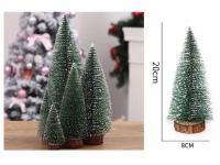 Drzewko świąteczne CHOINKA na pniu mini 20 cm ZIELONA oprószona śniegiem