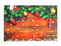 Dywan, dywanik świąteczny 60x40 cm STROIK Z BOMBKAMI I SZYSZKĄ