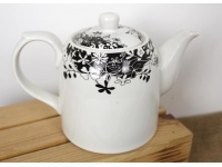 Dzbanek ceramiczny 21,5x15x12 cm  BIAŁY W CZARNE KWIATY