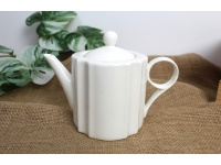 Dzbanek ceramiczny z pokrywką karbowany 600 ml 18x13x9,5 cm BIAŁY