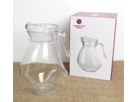Dzbanek szklany 1730 ml z plastikową pokrywką gładki ASYMETRYCZNY 23x10,5 cm
