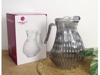 Dzbanek szklany 1730ml z plastikową pokrywką tłoczony wzór w łezki 23x11 cm CZARNY dymiony