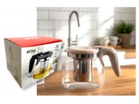 Dzbanek szklany z zaparzaczem i plastikową pokrywką 900 ml