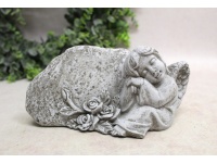 Figurka betonowa ANIOŁ PRZY KAMIENIU 19x9x9 cm SZARA