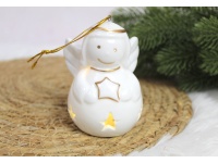 Figurka ceramiczna ANIOŁEK BIAŁY z zawieszką świecący LED (BX-24268W)