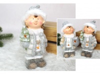 Figurka ceramiczna CHŁOPIEC, DZIEWCZYNKA LED zimowa 15,5x9x8,5 cm - 1 szt