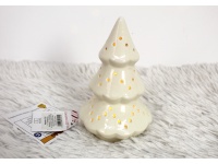 Figurka ceramiczna CHOINKA LED 16x10 cm BIAŁA