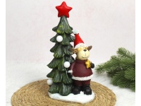 Figurka ceramiczna CHOINKA z reniferem świecąca LED 28x14x9,5 cm (99306-3)