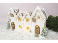 Figurka ceramiczna DOMEK cztery w rzędzie LED 31x19 cm