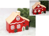 Figurka ceramiczna DOMEK LED 12,5x12x7 cm CZERWONY