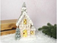 Figurka ceramiczna DOMEK LED z choineczką wysoki 30 cm