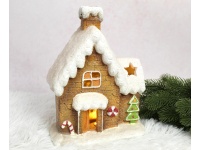 Figurka ceramiczna DOMEK PIERNIKOWY brązowy LED 27,5 cm (XY248049)