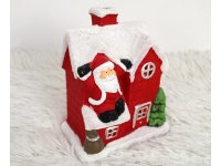 Figurka ceramiczna DOMEK Z MIKOŁAJEM LED 18x15x7,5 cm CZERWONY
