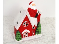 Figurka ceramiczna DOMEK Z MIKOŁAJEM LED 15x13x7,5 cm CZERWONY
