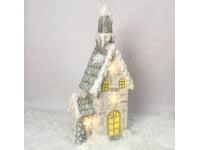 Figurka ceramiczna DOMEK zimowy wysoki LED 53 cm