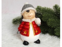 Figurka ceramiczna DZIEWCZYNKA z kulą śnieżną świecąca LED 15x10x9 cm (32211-2)