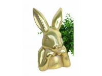 Figurka ceramiczna KRÓLIK 23,5x13x10 cm przecierane złoto 