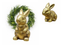 Figurka ceramiczna KRÓLIK - mix wzorów 21x12x10 cm przecierane złoto