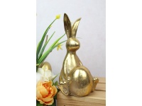 Figurka ceramiczna KRÓLIK Z PISANKĄ 18x10x10 cm ZŁOTY