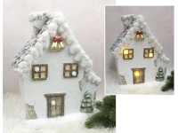 Figurka ceramiczna LED DOMEK biały z dzwoneczkmi 40,5x31x14 cm