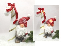 Figurka ceramiczna LED MIKOŁAJ z laską 43x29x13 cm