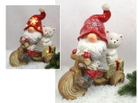 Figurka ceramiczna LED MIKOŁAJ na rowerze z misiem 40x34x16,5 cm