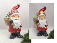 Figurka ceramiczna LED MIKOŁAJ z workiem prezentów 44,5x23,5x15 cm