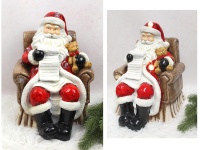 Figurka ceramiczna LED MIKOŁAJ siedzący z listą życzeń 35x30x27 cm