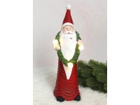 Figurka ceramiczna MIKOŁAJ z wieńcem na szyi świecący LED 35 cm (32325-1)