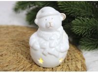 Figurka ceramiczna MIŚ BIAŁY świecący LED (BX-24266W)