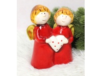 Figurka ceramiczna PARA ANIOŁKÓW 15x12x6,5 cm CZERWONE